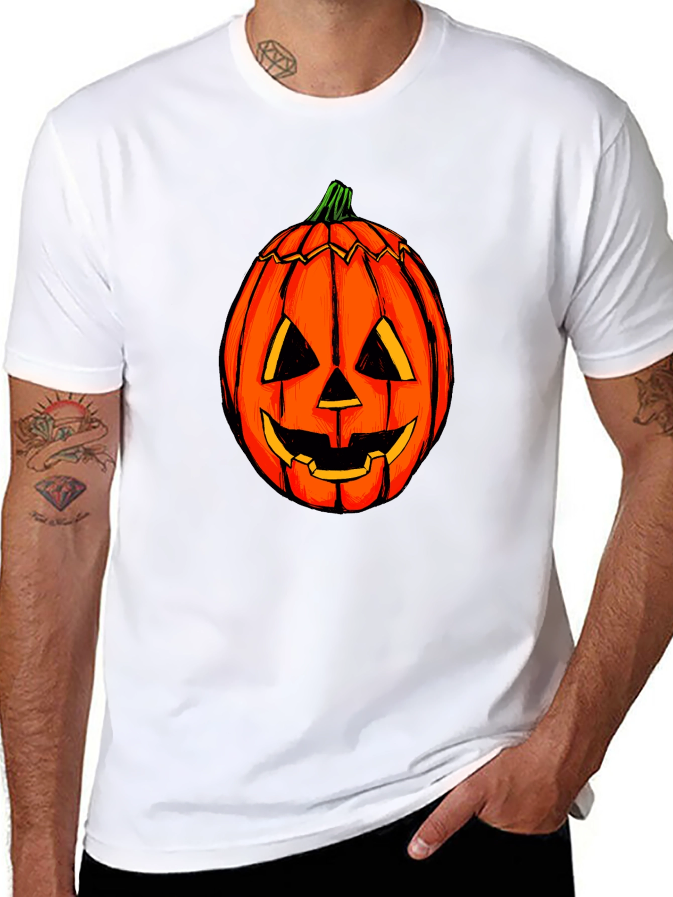 Halloween Pumpkin Graphic Tee - Black