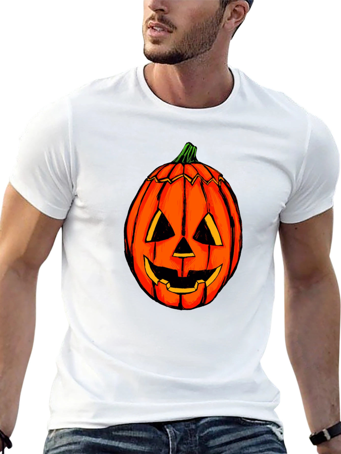 Halloween Pumpkin Graphic Tee - Black