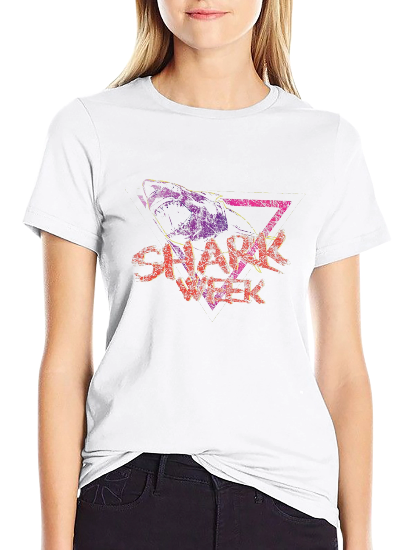 Shark Week Graphic Tee - Black Cotton Blend T-Shirt