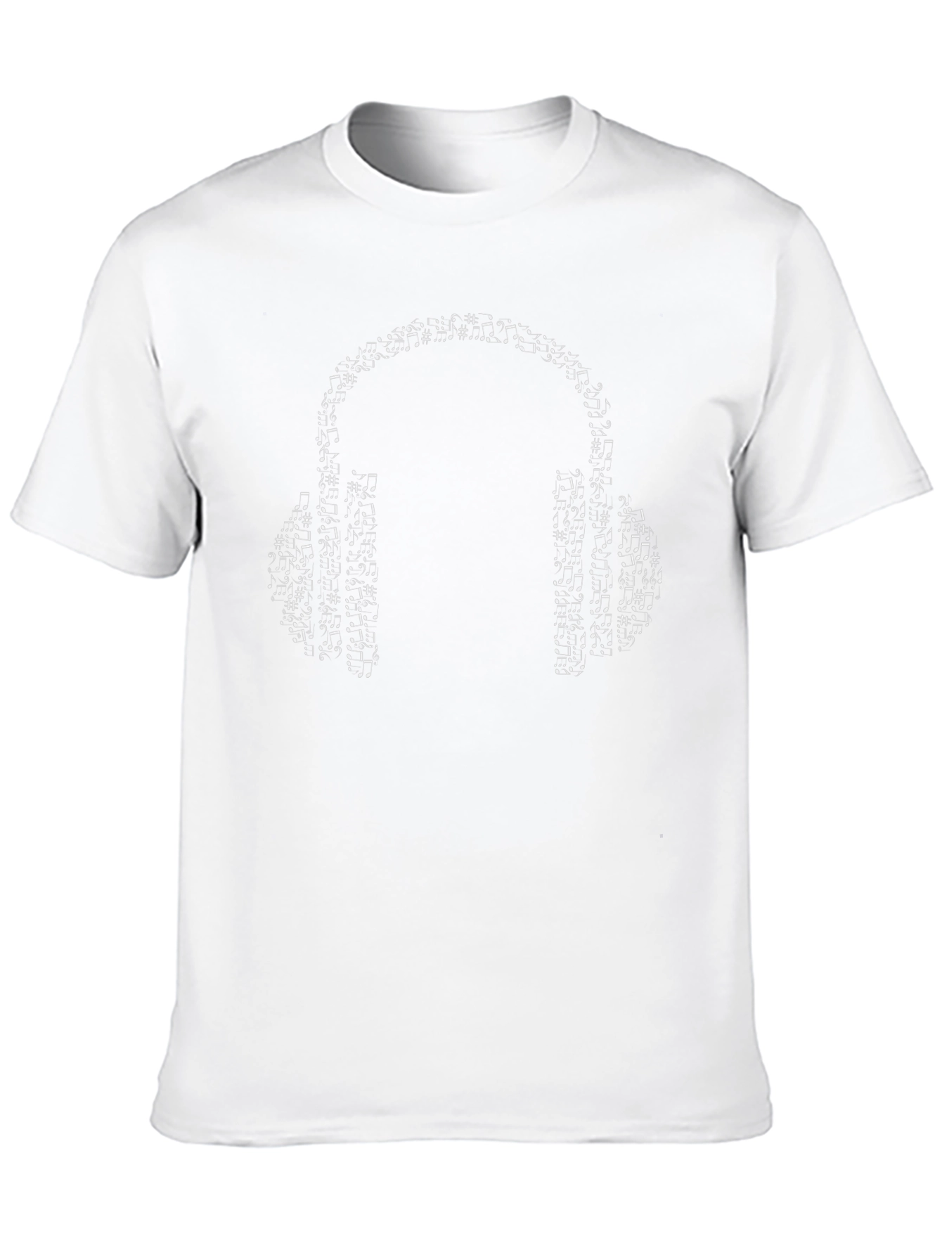 Musical Notes Headphones Black T-Shirt