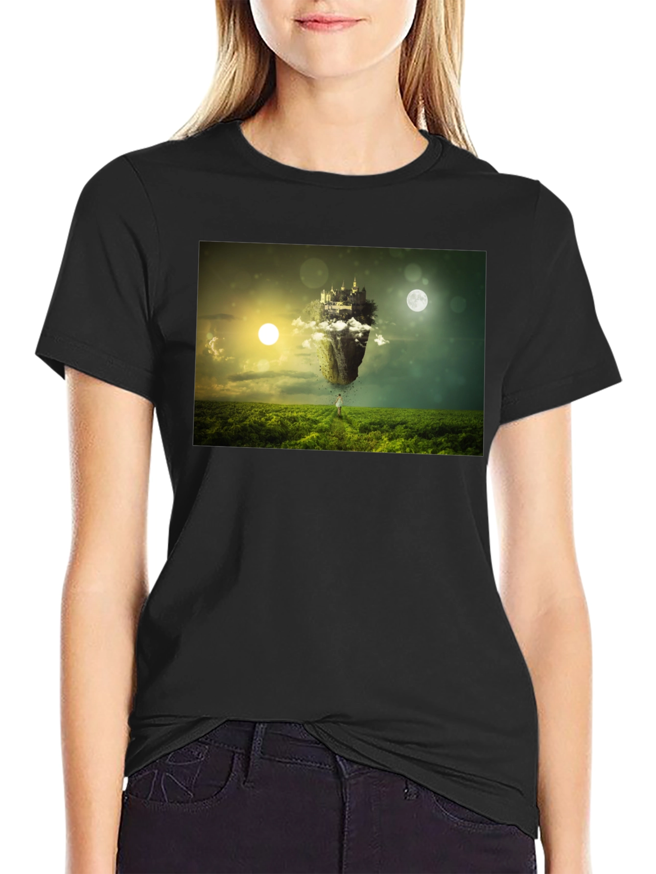 Surreal Castle Island Black T-Shirt