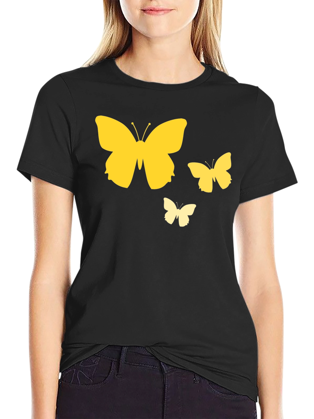Butterfly Graphic Tee - Casual Black T-Shirt