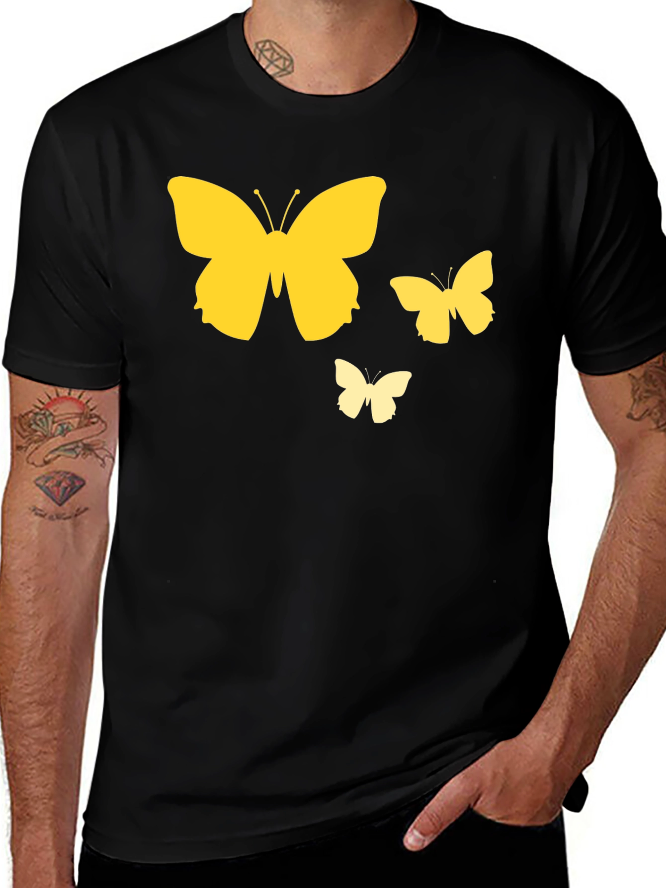 Butterfly Graphic Tee - Casual Black T-Shirt