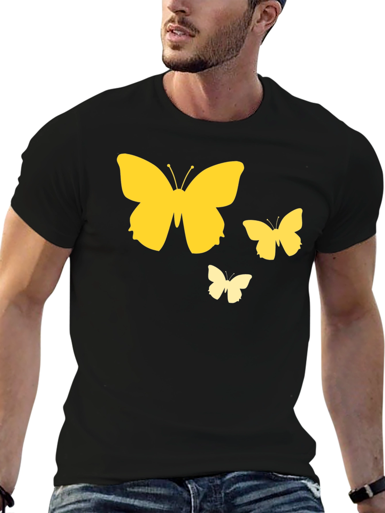 Butterfly Graphic Tee - Casual Black T-Shirt