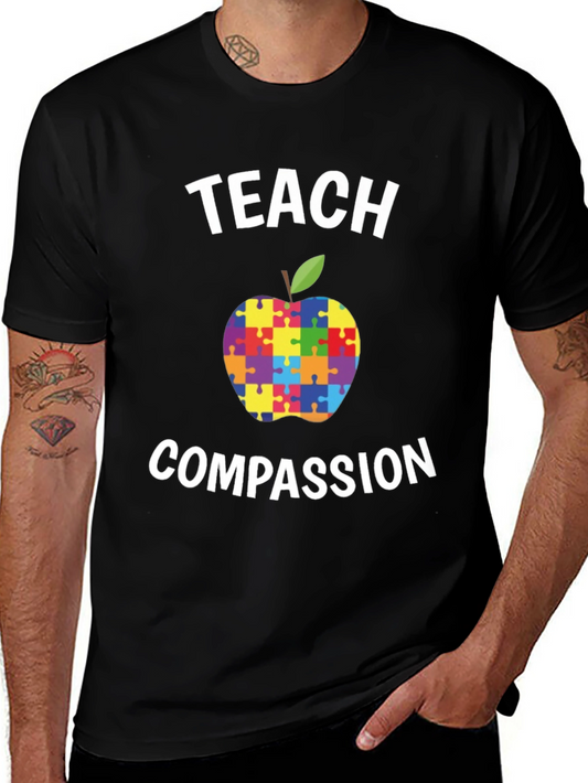 Teach Compassion Autism Puzzle Apple T-Shirt