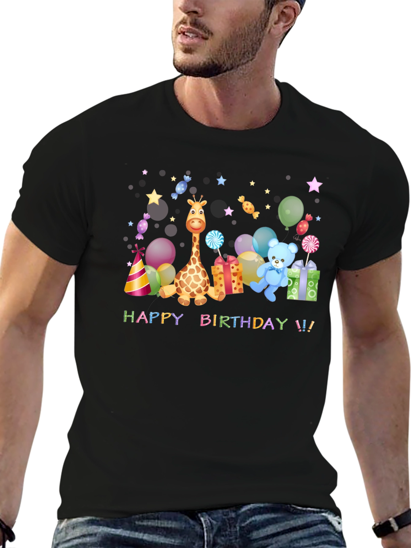 Happy Birthday Giraffe & Teddy Bear T-Shirt