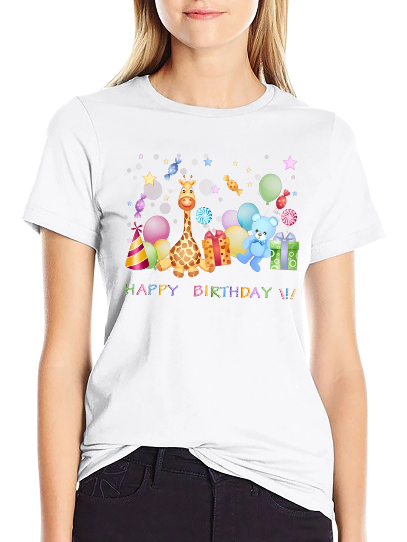 Happy Birthday Giraffe & Teddy Bear T-Shirt