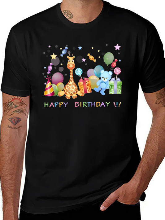 Happy Birthday Giraffe & Teddy Bear T-Shirt