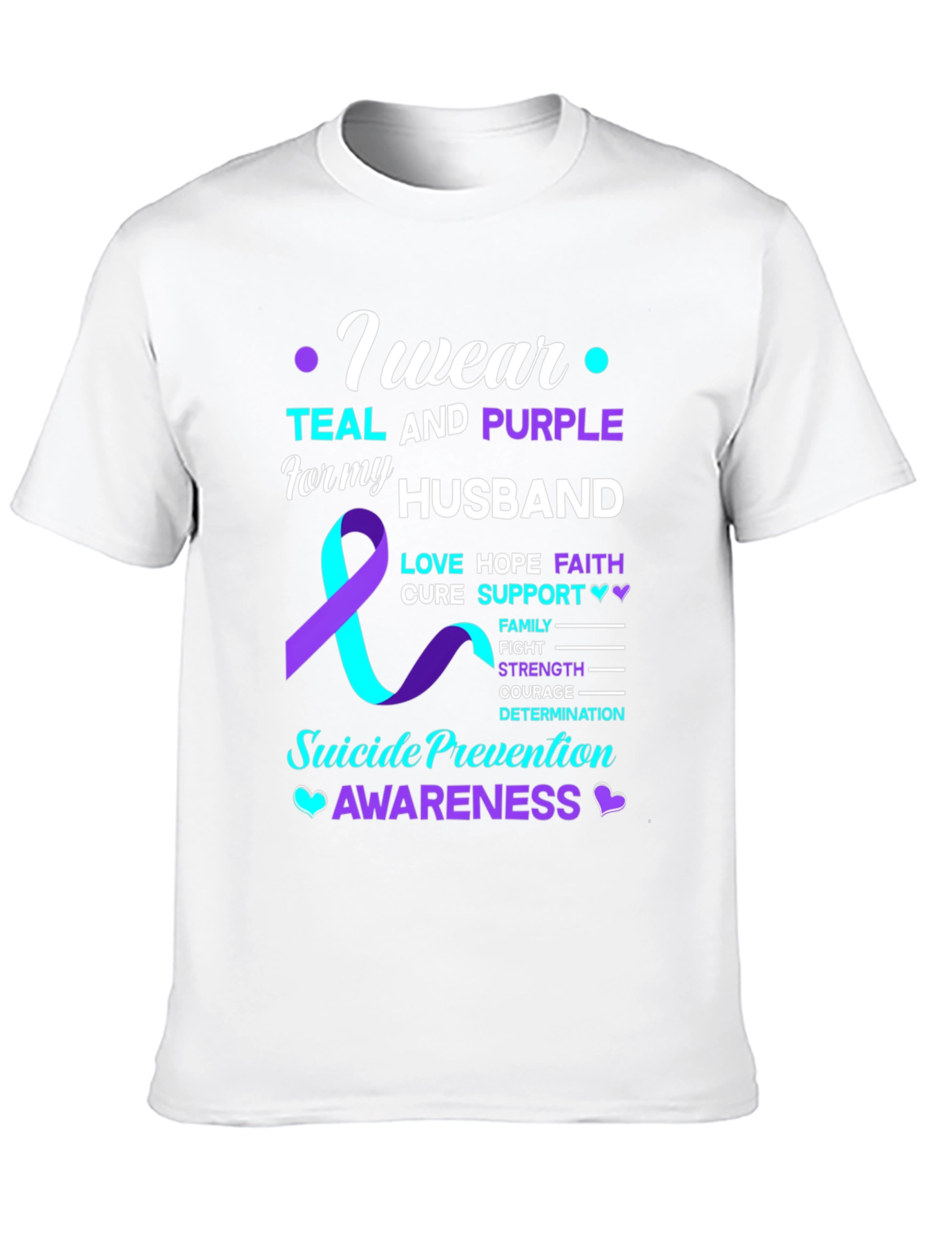 Teal & Purple Suicide Awareness Husband T-Shirt