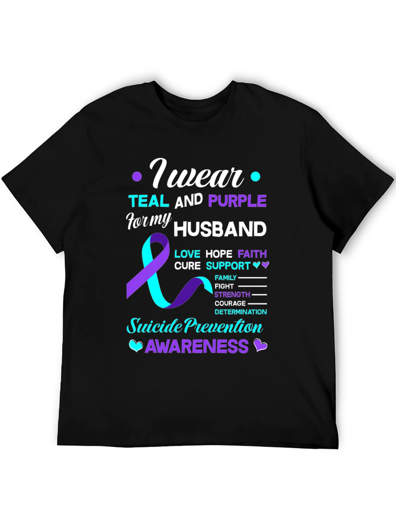 Teal & Purple Suicide Awareness Husband T-Shirt