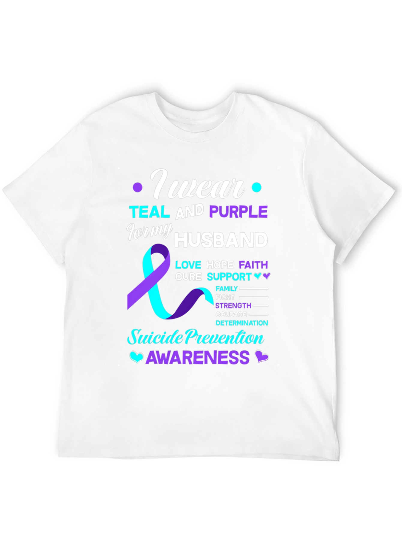 Teal & Purple Suicide Awareness Husband T-Shirt