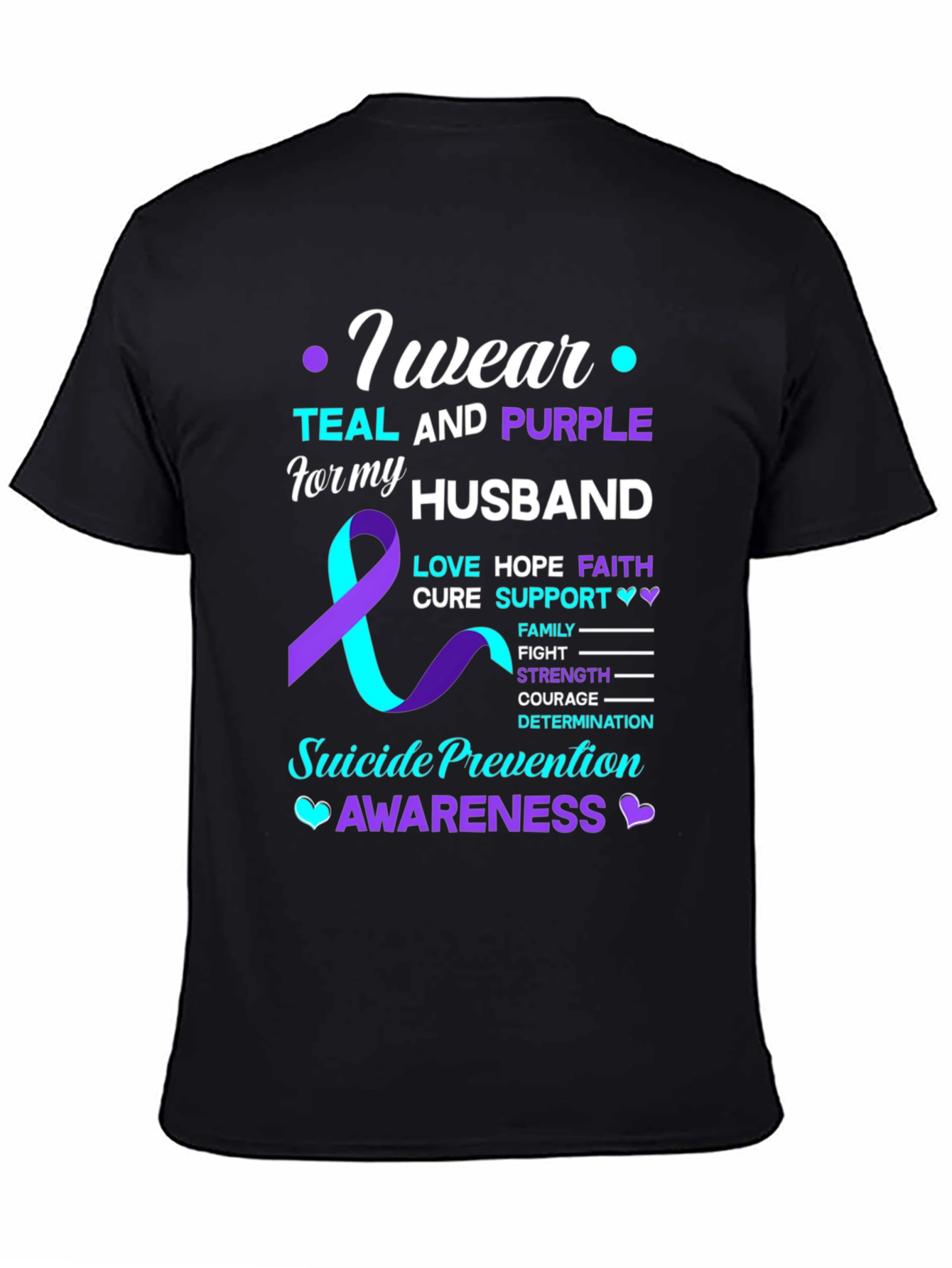 Teal & Purple Suicide Awareness Husband T-Shirt