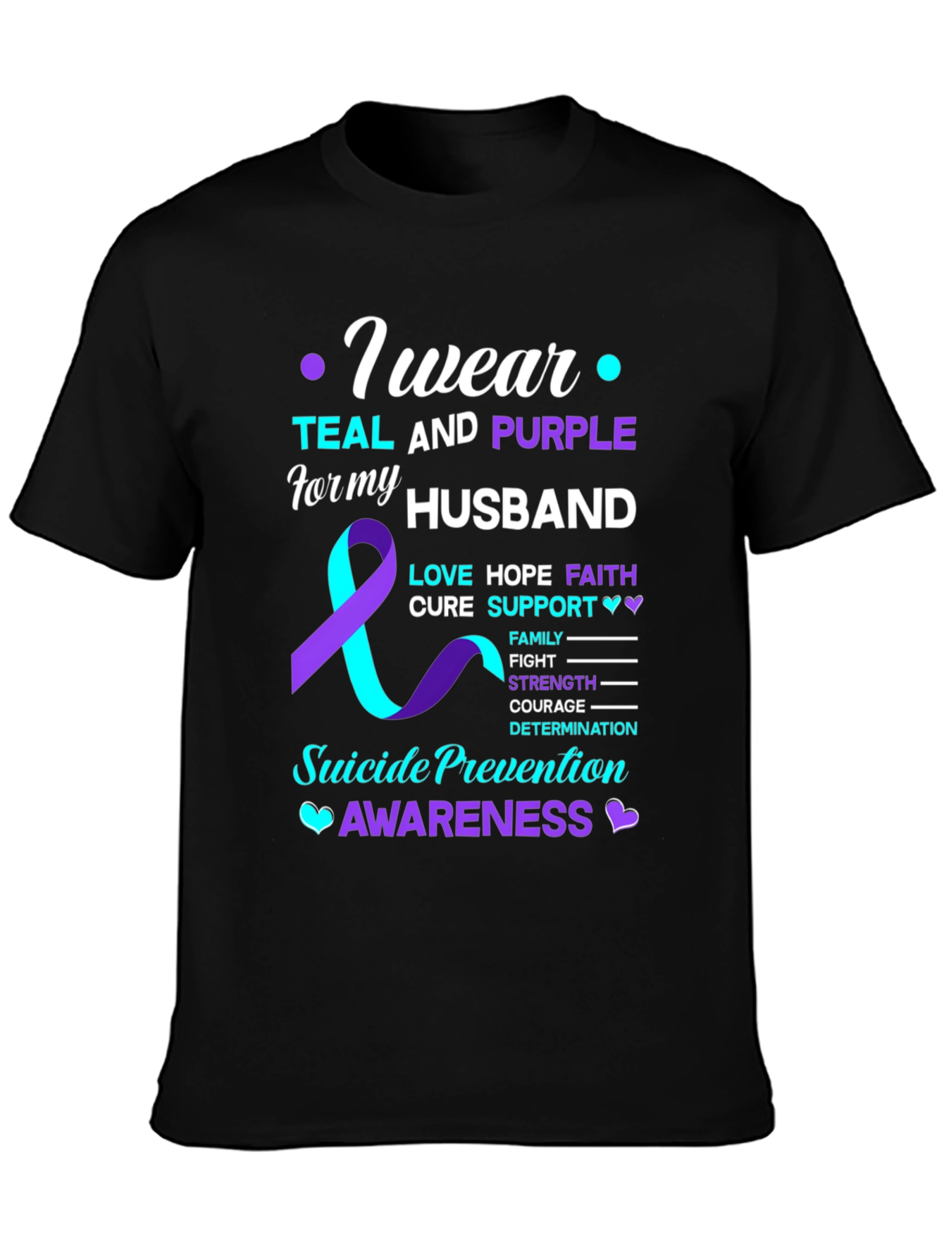 Teal & Purple Suicide Awareness Husband T-Shirt