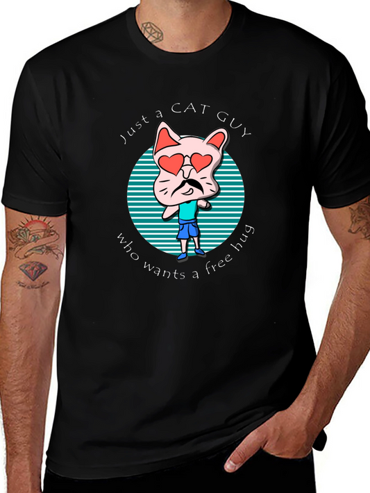 Just A Cat Guy T-Shirt - Free Hugs Graphic Tee