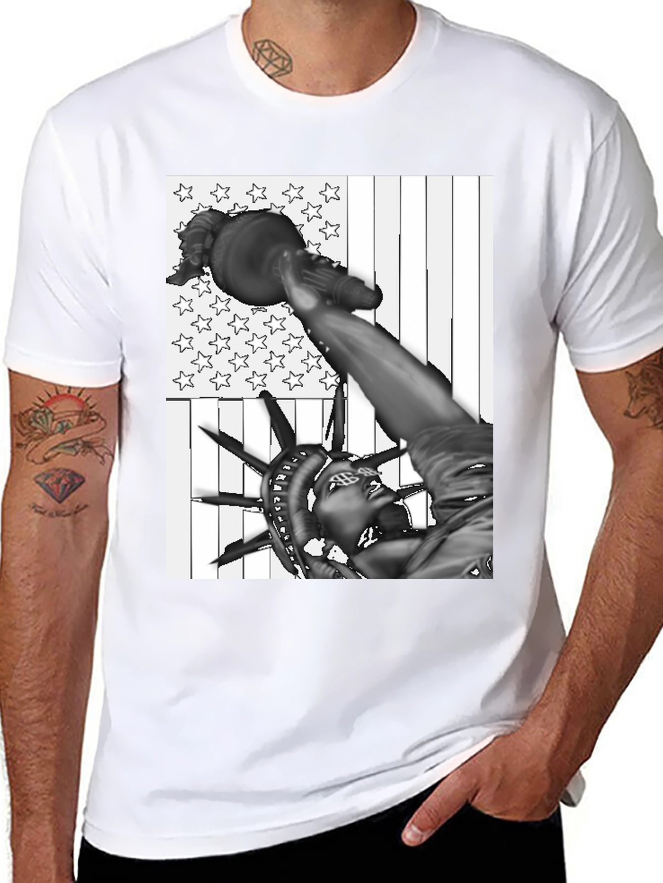 Statue of Liberty USA Flag Graphic Tee