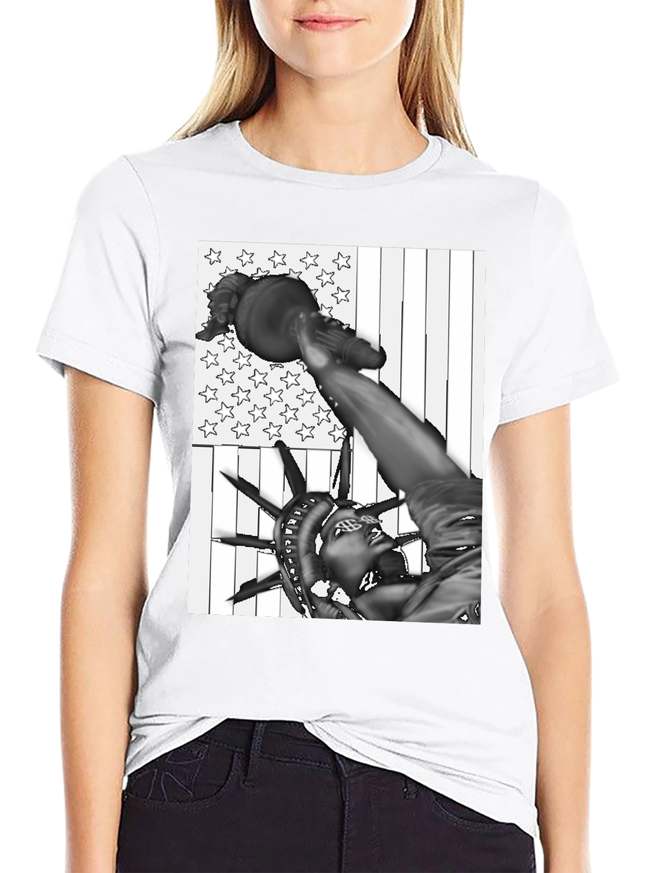 Statue of Liberty USA Flag Graphic Tee
