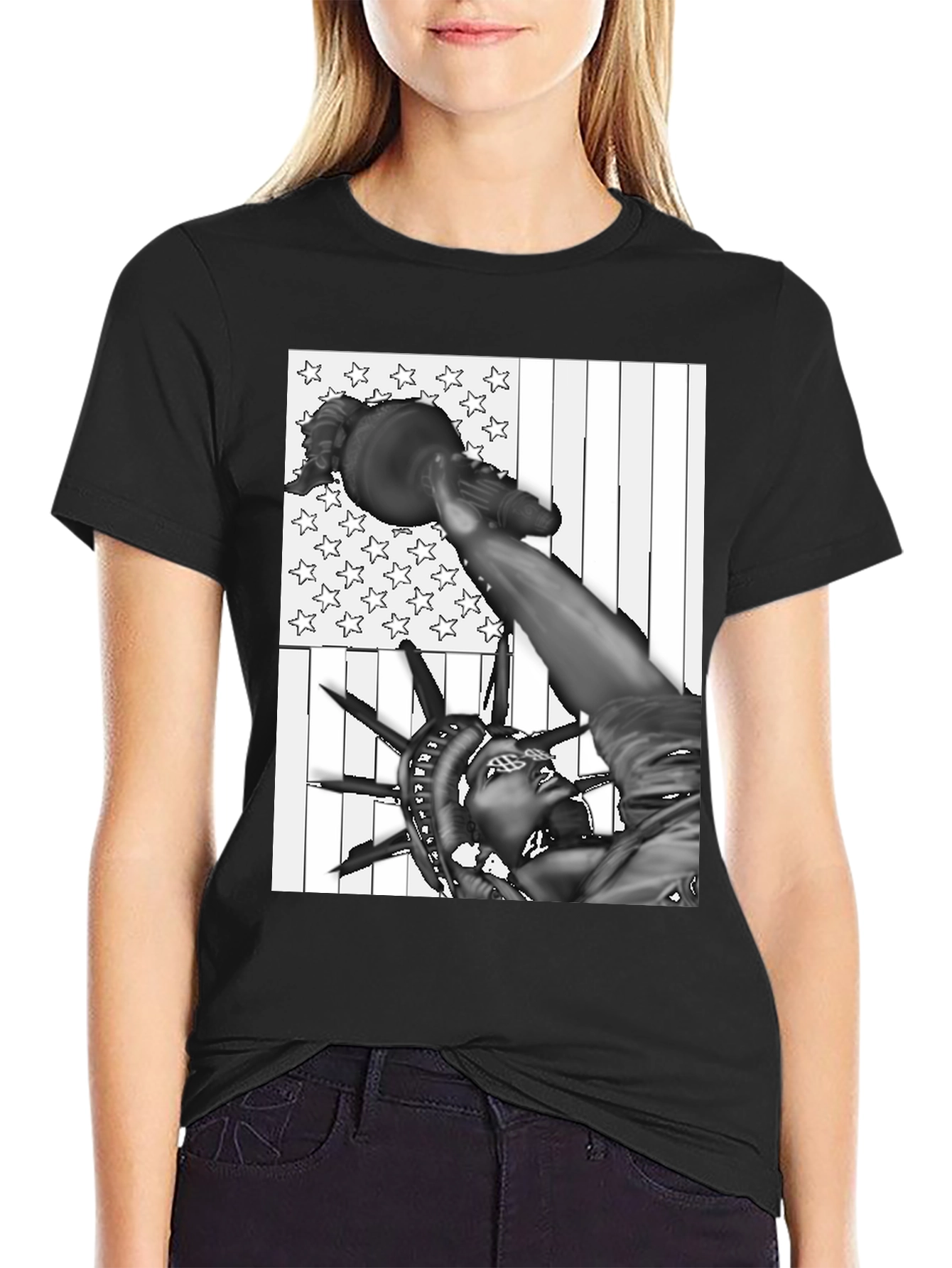 Statue of Liberty USA Flag Graphic Tee