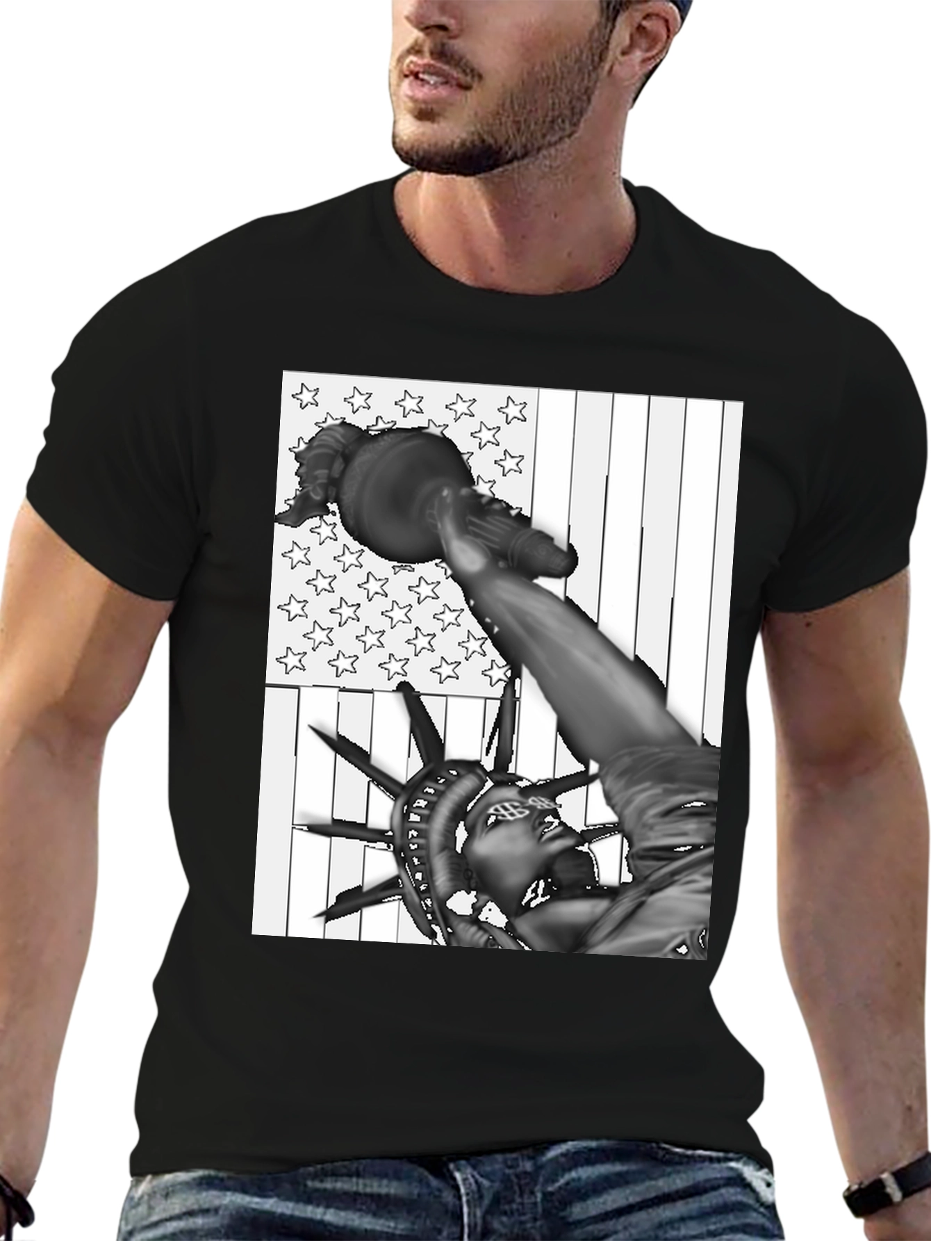 Statue of Liberty USA Flag Graphic Tee