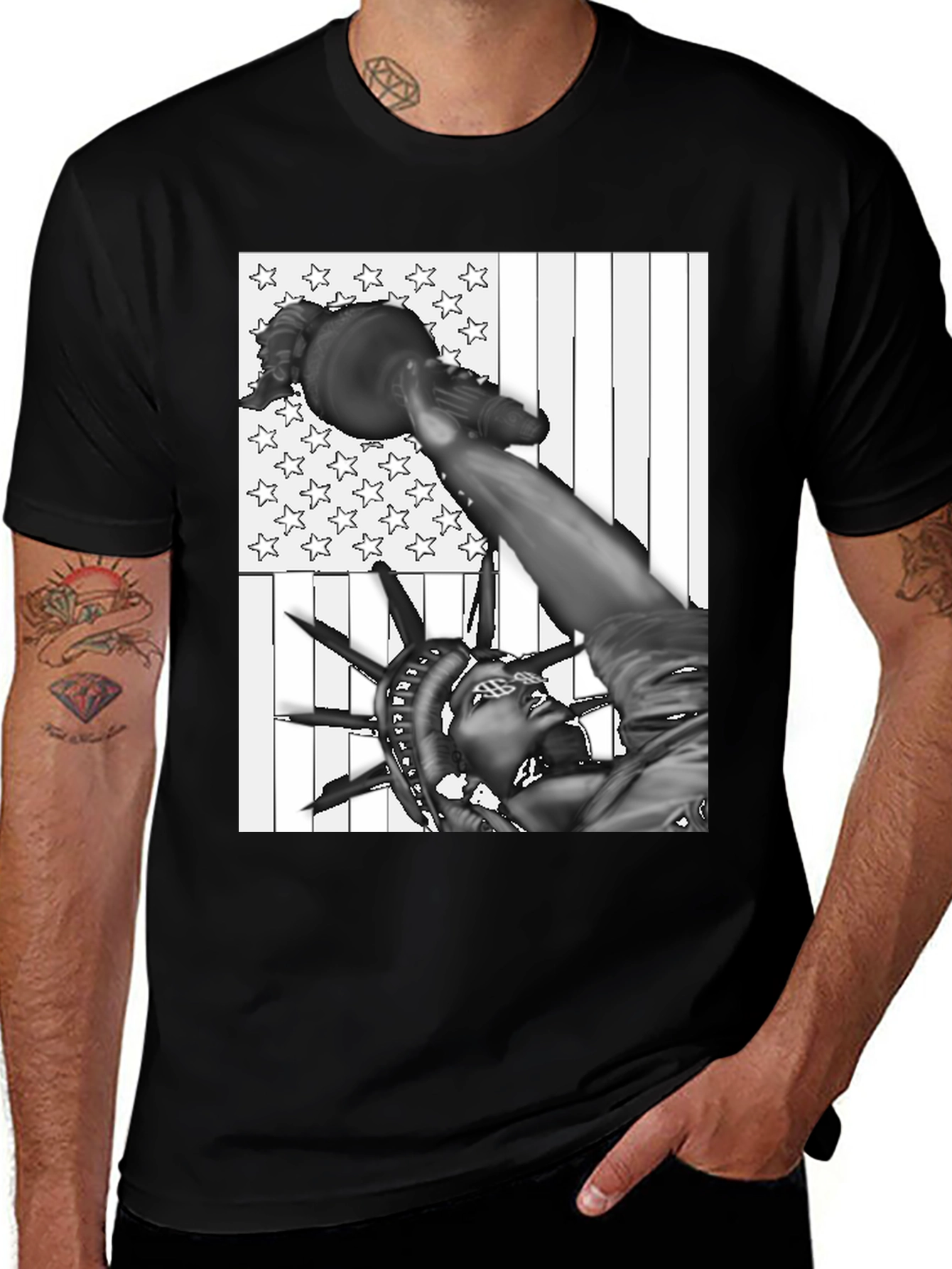 Statue of Liberty USA Flag Graphic Tee