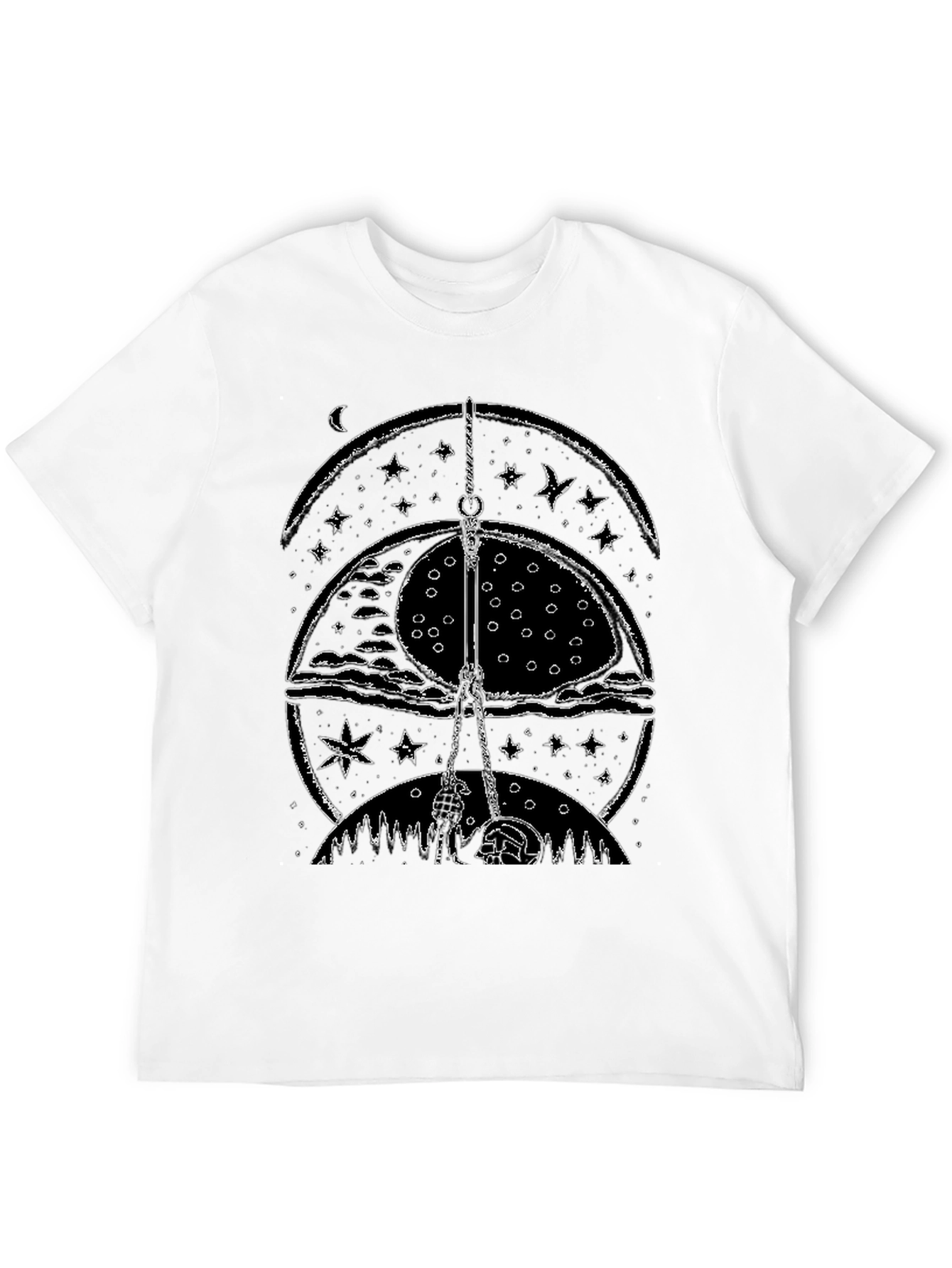 Mystic Nightscape Graphic Tee - Stylish Black Cotton
