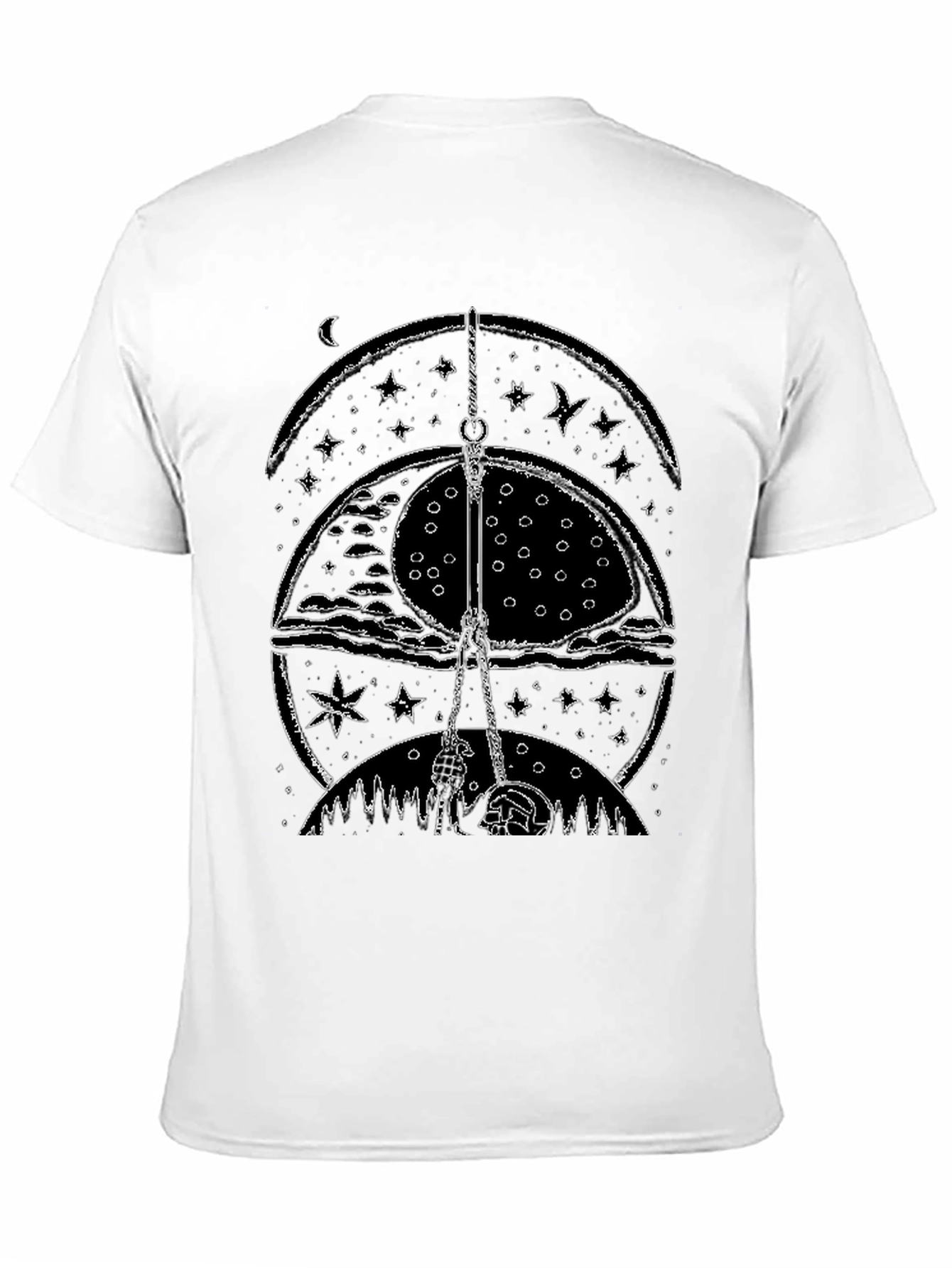 Mystic Nightscape Graphic Tee - Stylish Black Cotton