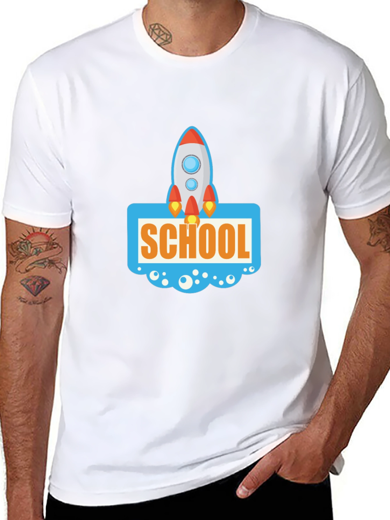 School Rocket Graphic Tee - Black Cotton T-Shirt