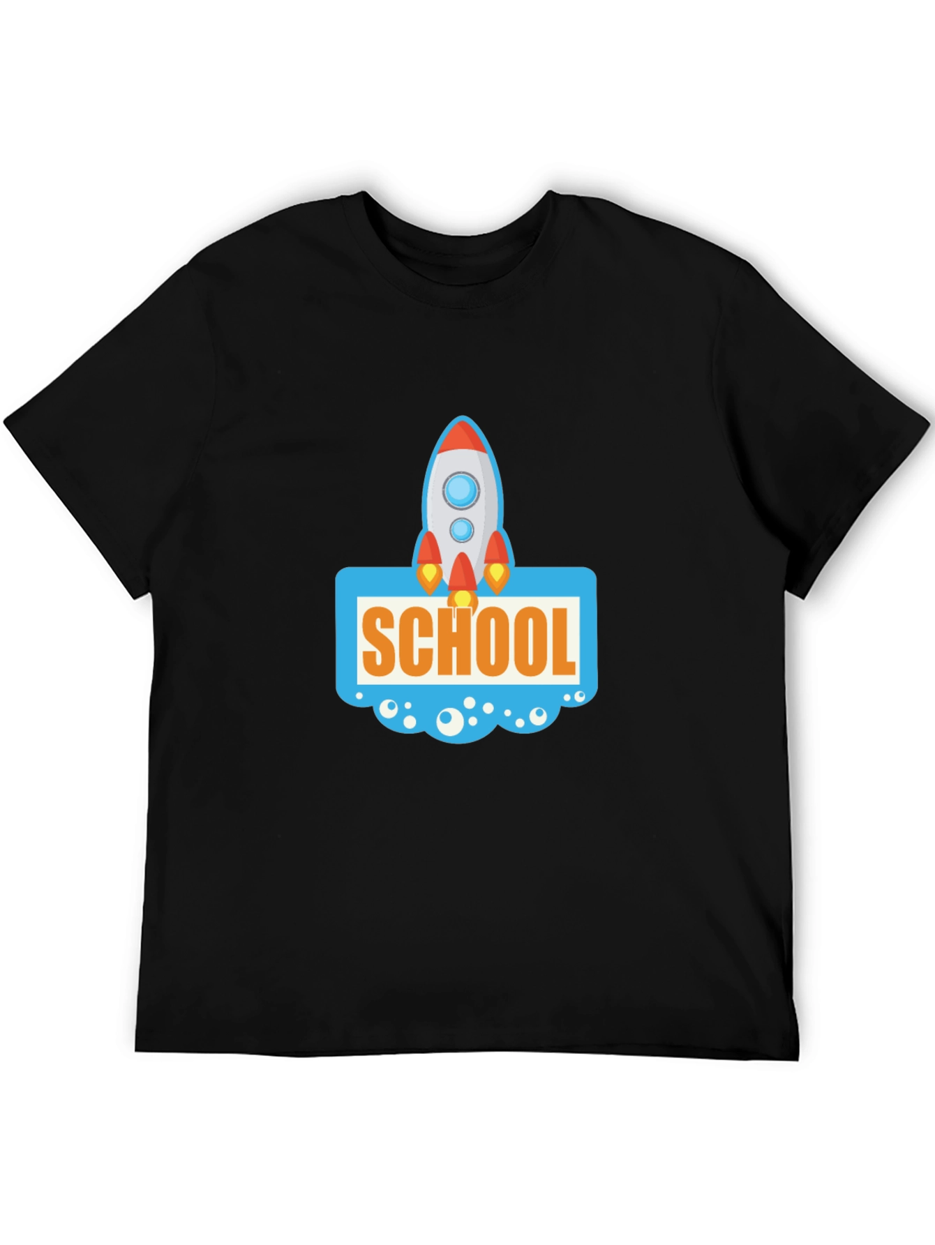 School Rocket Graphic Tee - Black Cotton T-Shirt