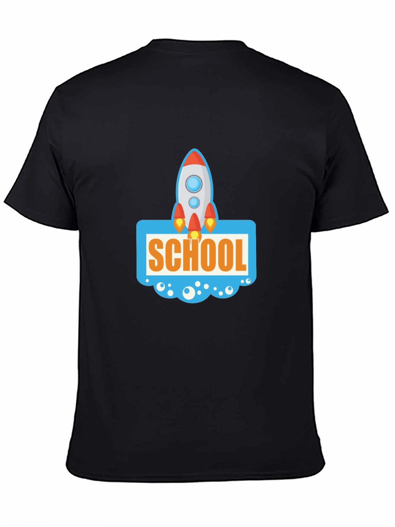 School Rocket Graphic Tee - Black Cotton T-Shirt