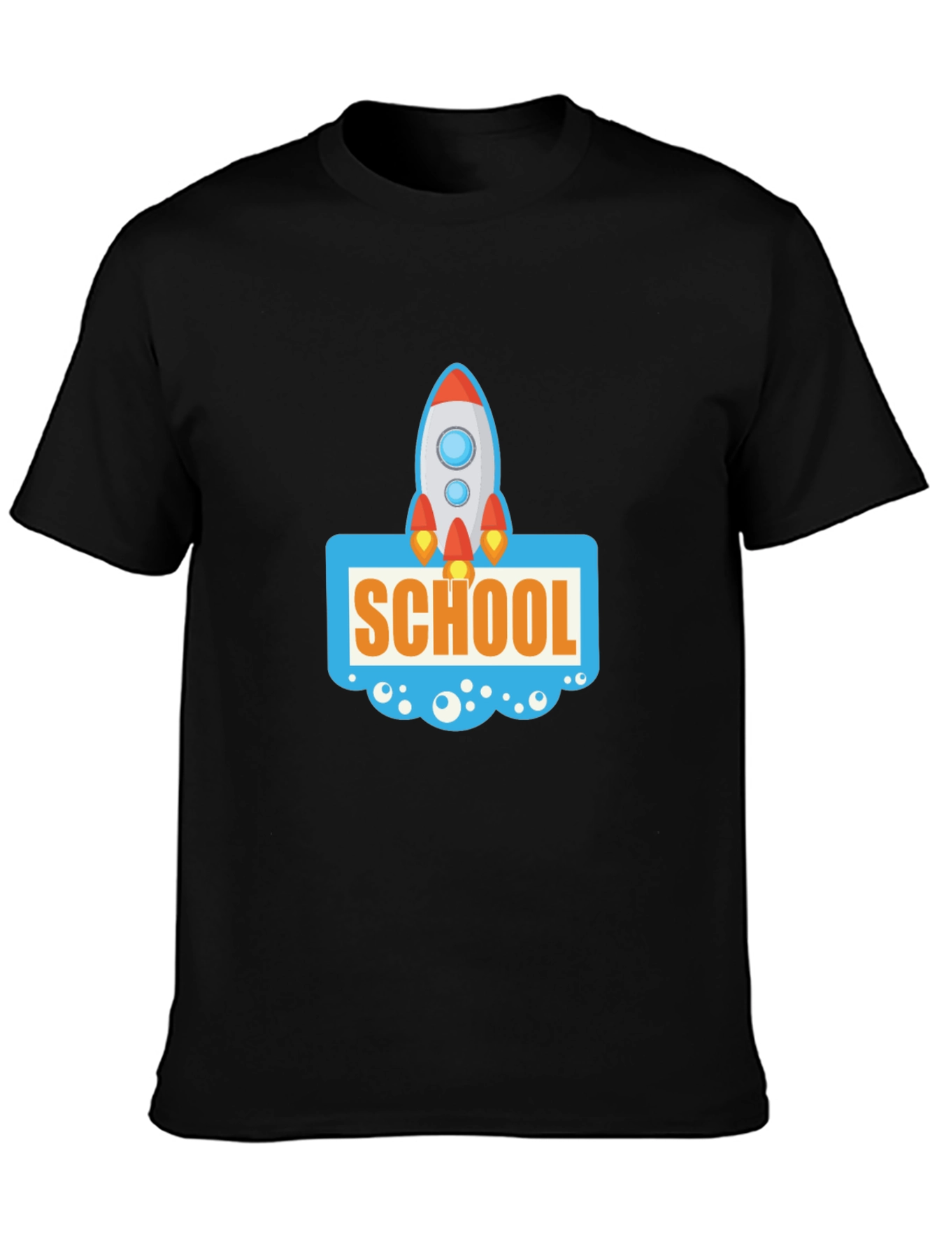 School Rocket Graphic Tee - Black Cotton T-Shirt
