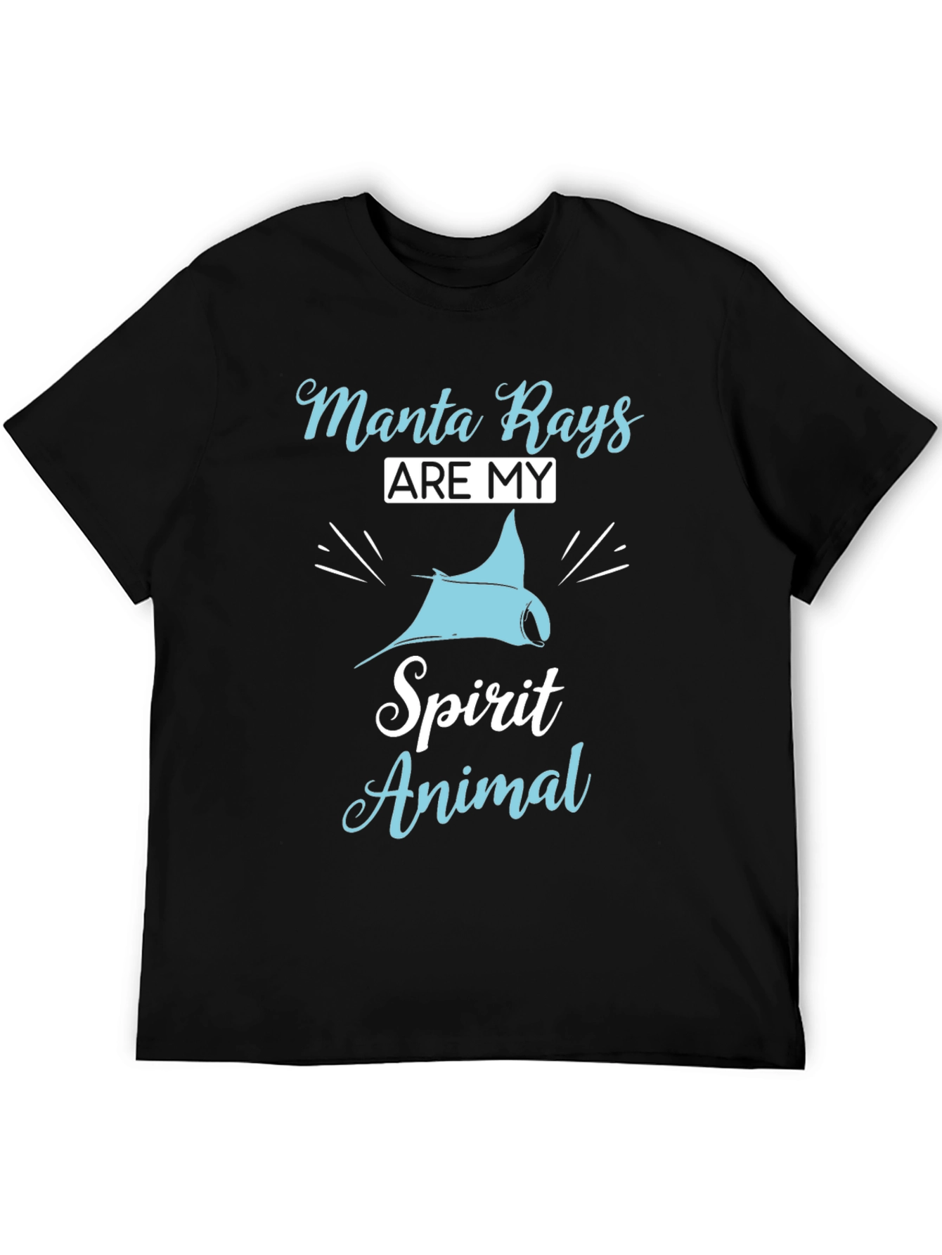 Manta Ray Spirit Animal Graphic T-Shirt - Black Cotton