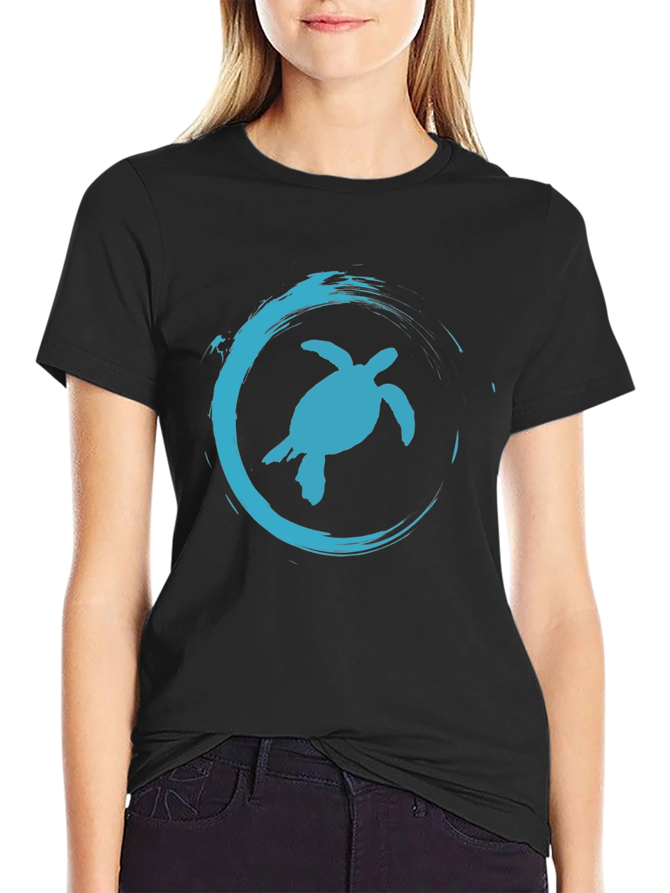 Turtle Wave Graphic Tee - Casual Black T-Shirt