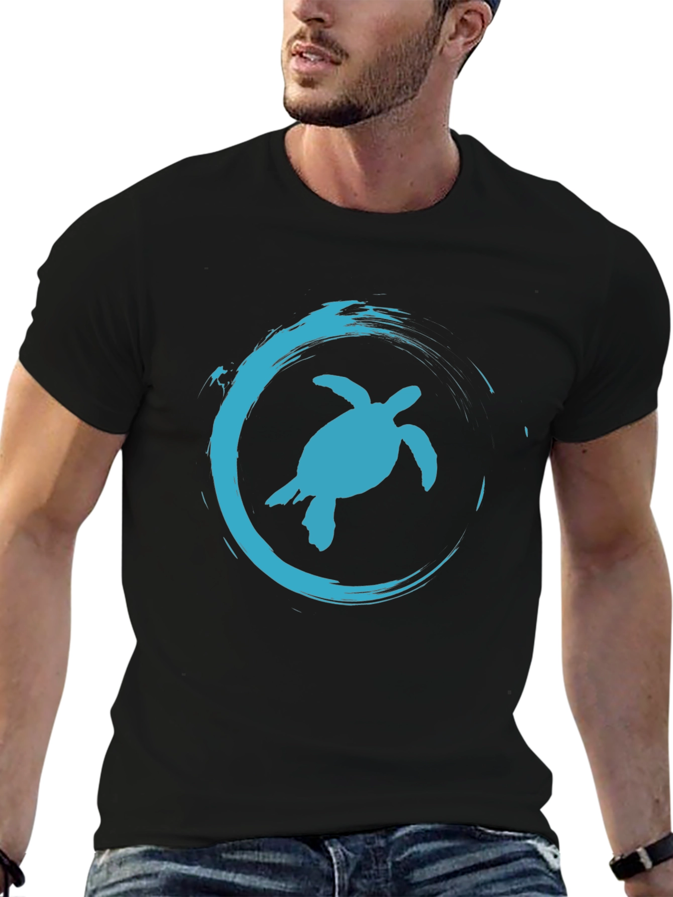 Turtle Wave Graphic Tee - Casual Black T-Shirt