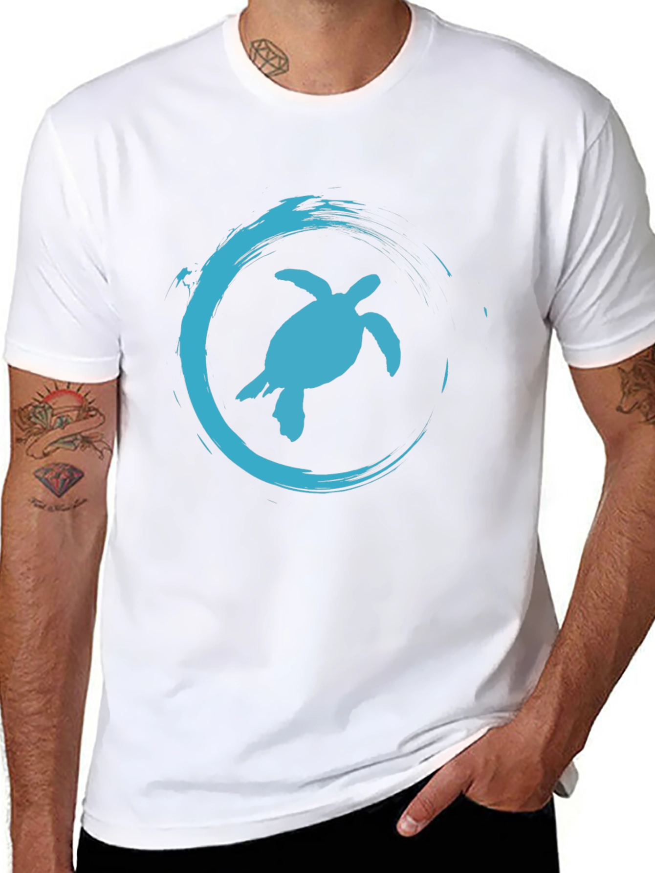 Turtle Wave Graphic Tee - Casual Black T-Shirt