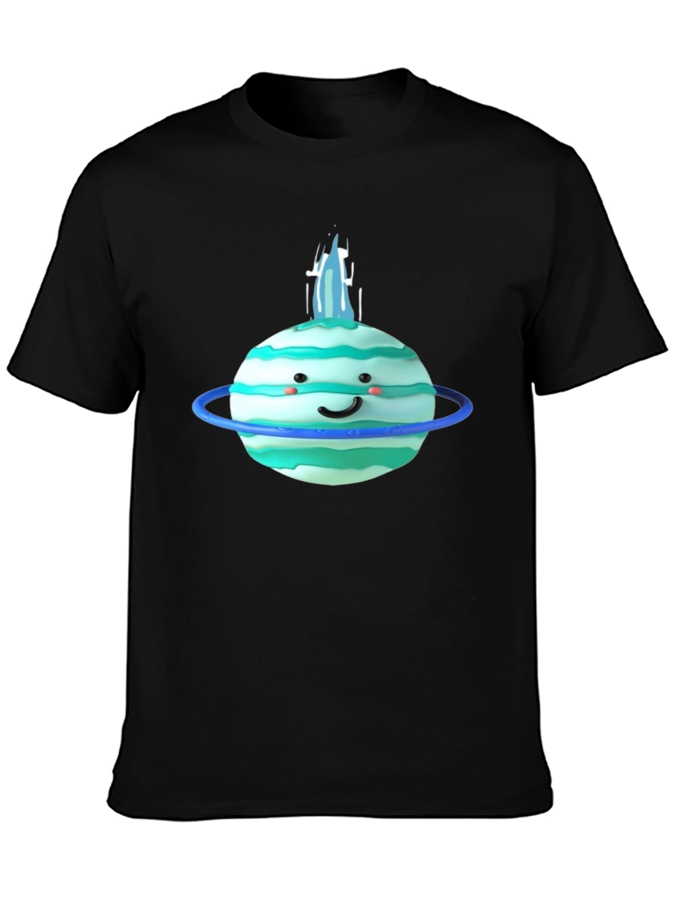 Cute Planet Graphic Tee - Black Cotton T-Shirt
