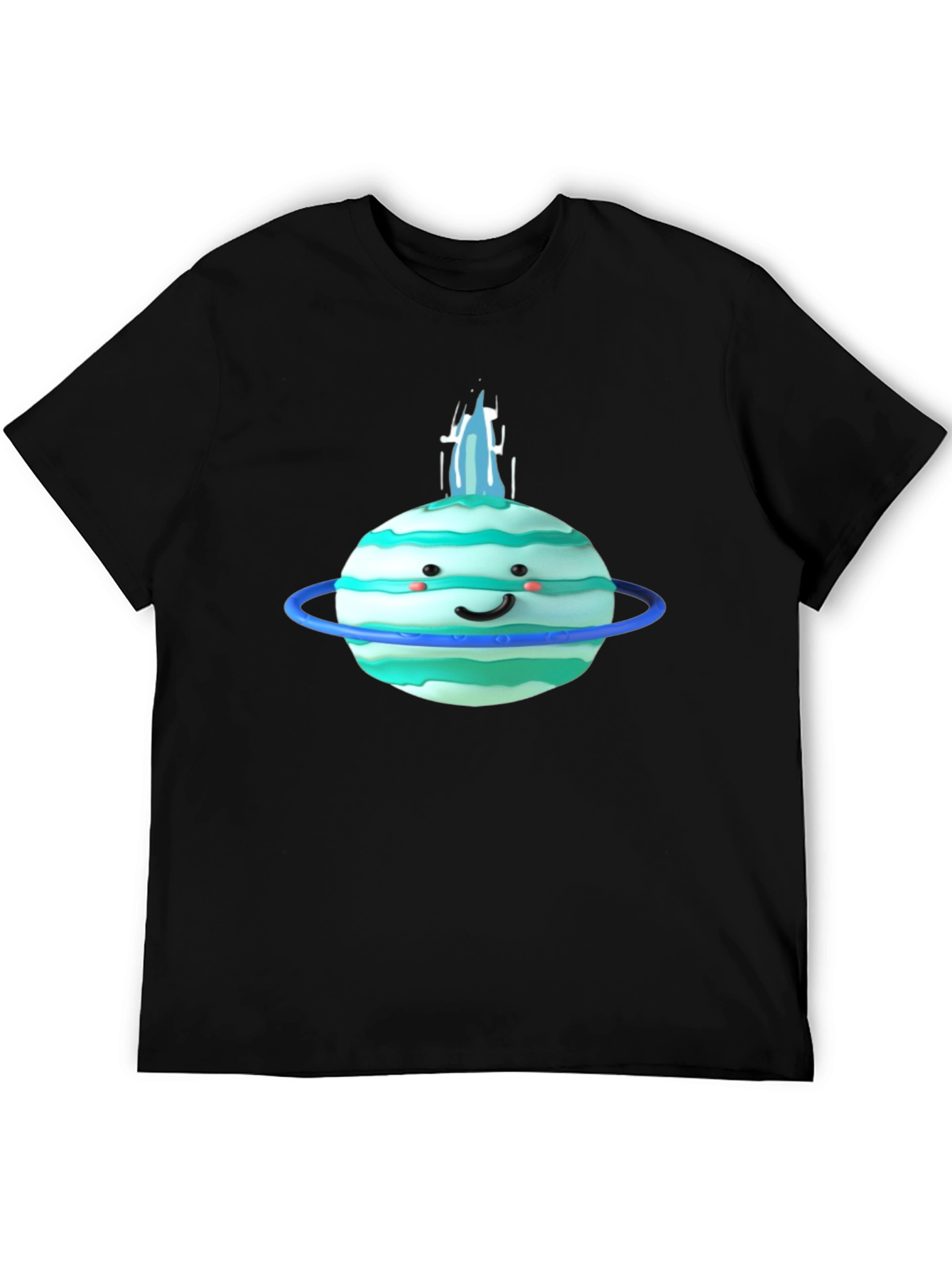 Cute Planet Graphic Tee - Black Cotton T-Shirt