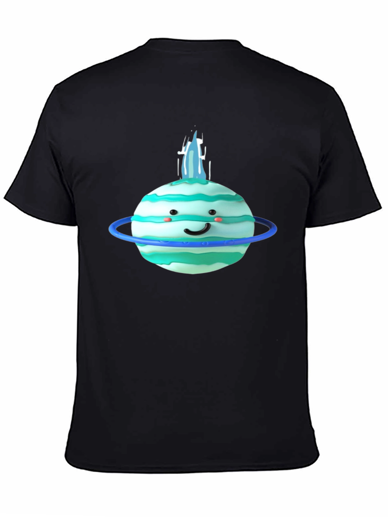 Cute Planet Graphic Tee - Black Cotton T-Shirt