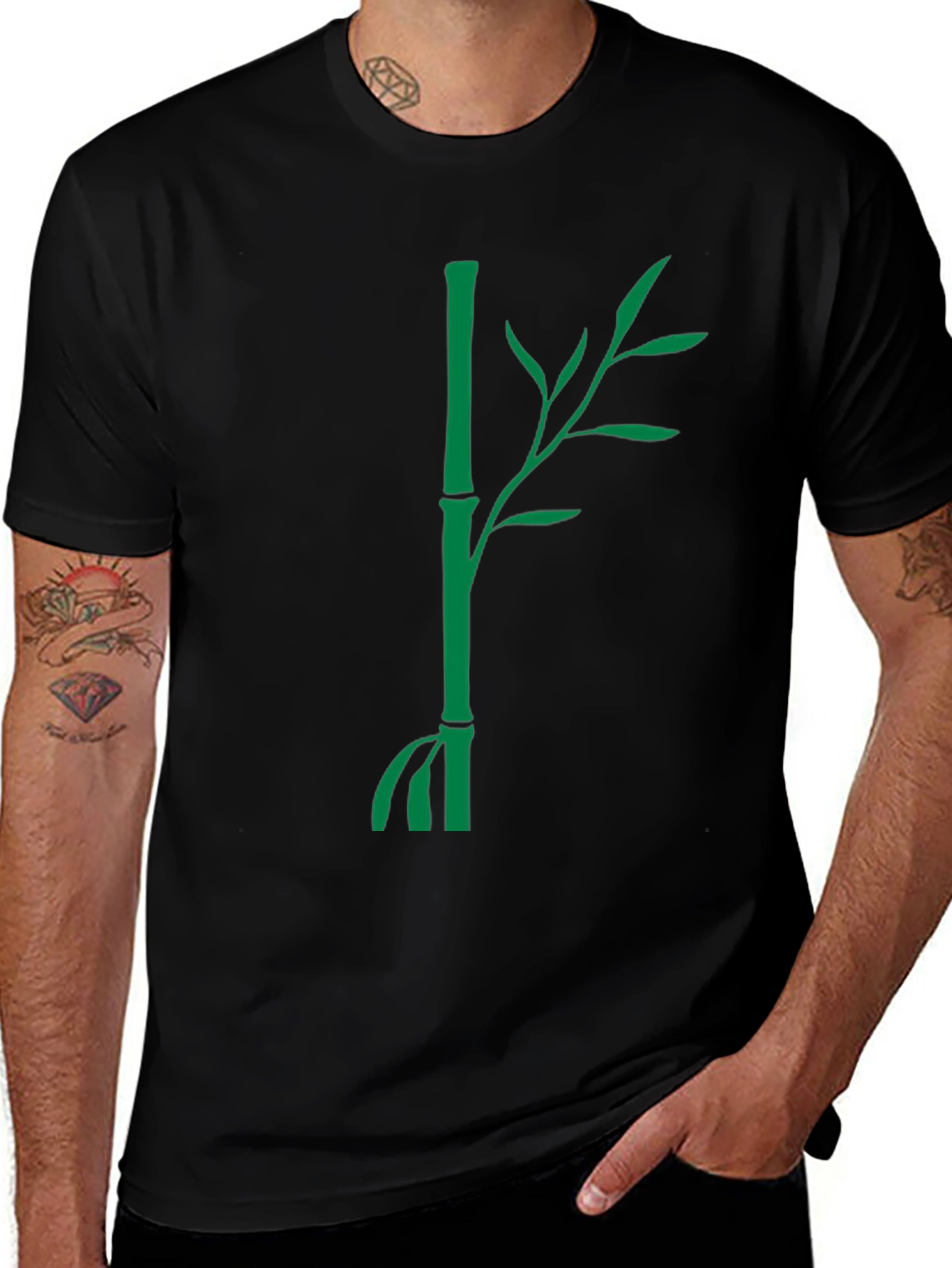 Bamboo Graphic Black Tee