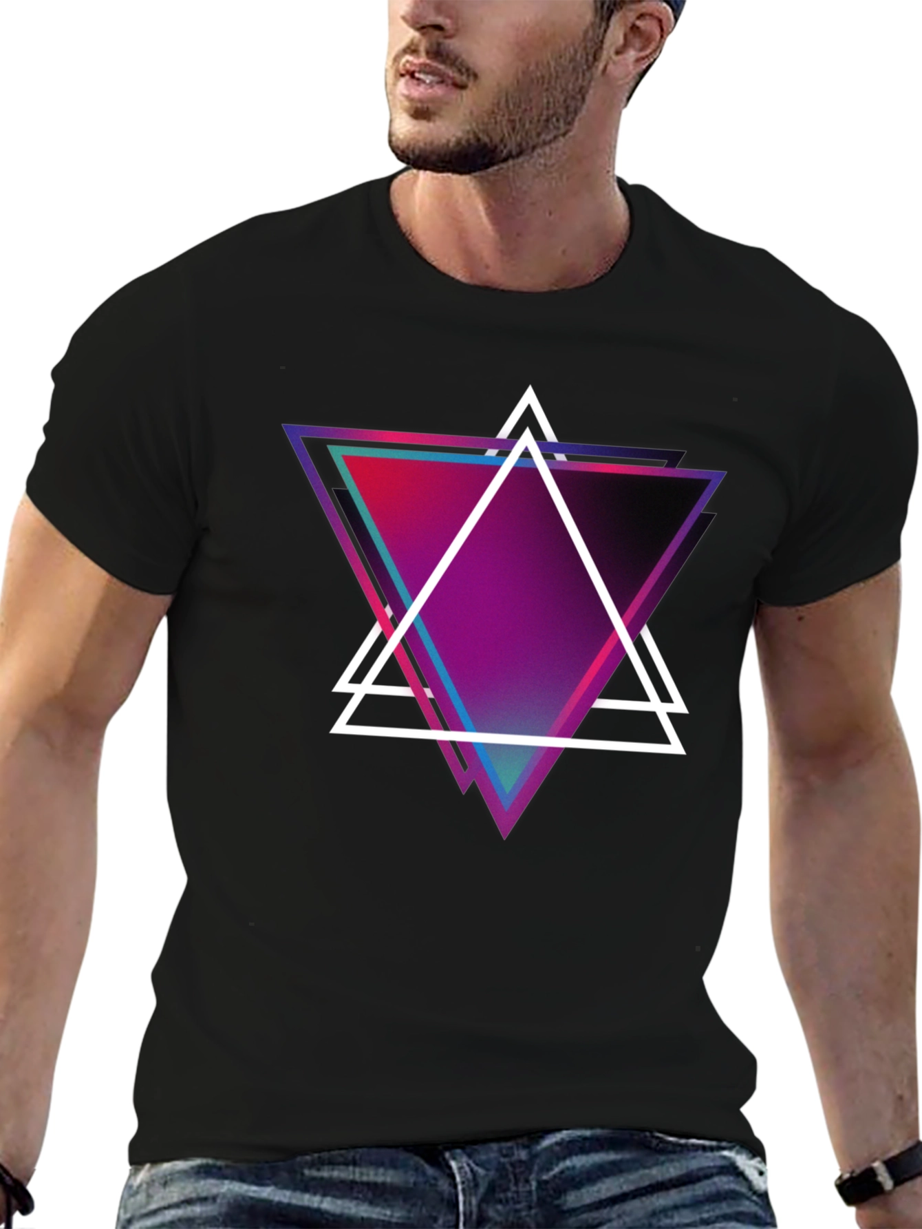 Geometric Triangle Graphic Tee - Modern Design