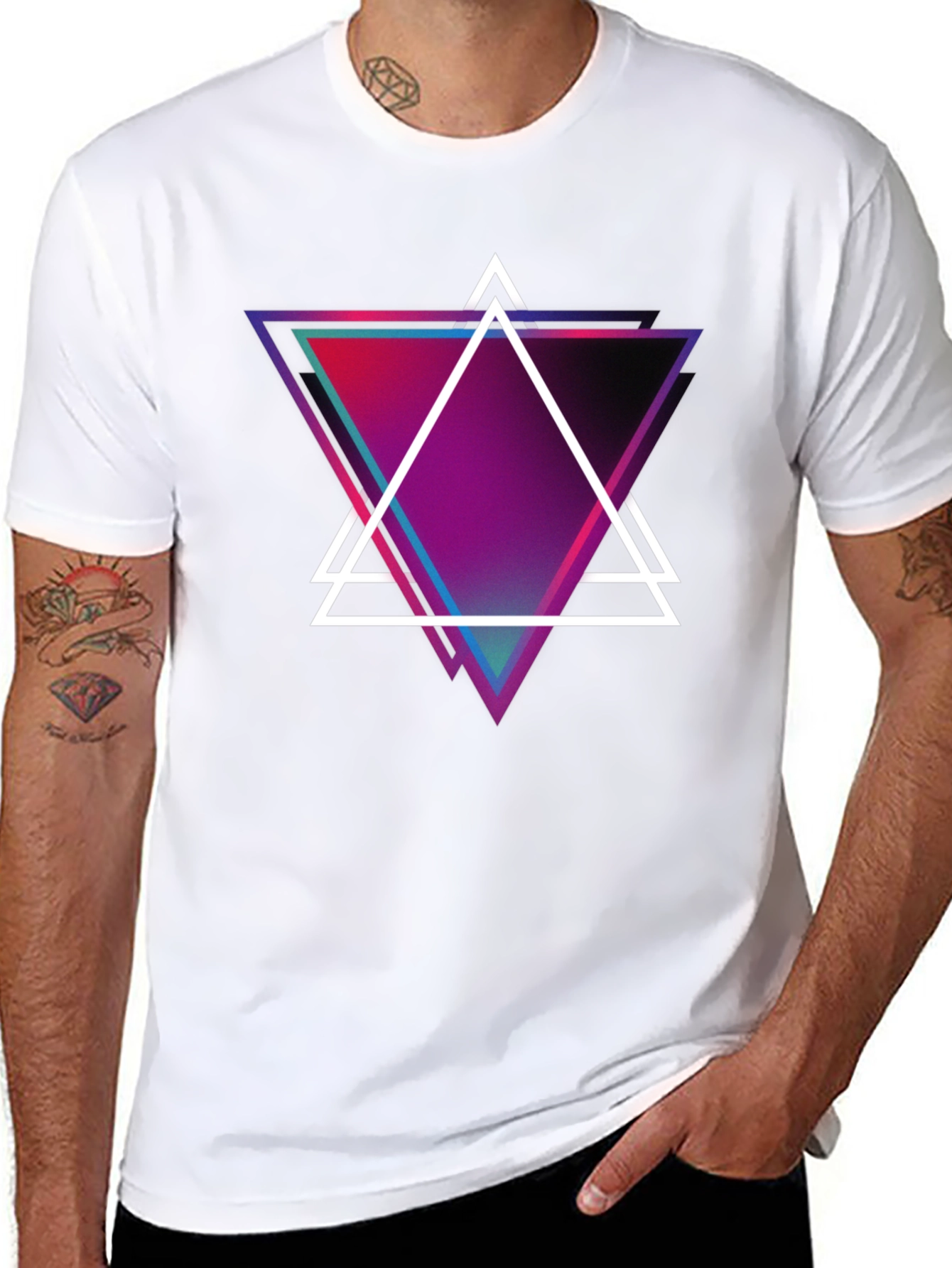 Geometric Triangle Graphic Tee - Modern Design