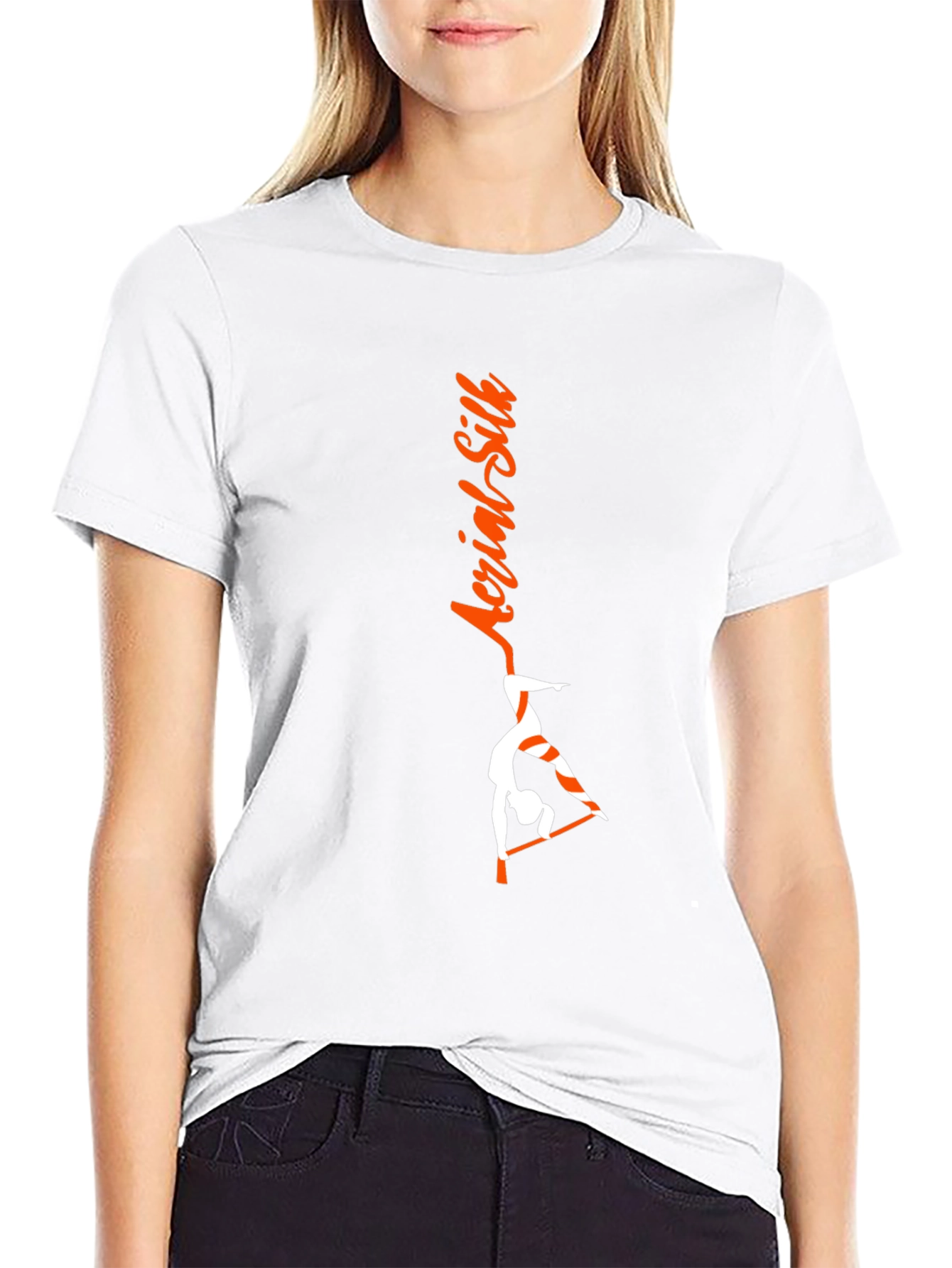 Aerial Silk Black T-Shirt - Gymnast Design
