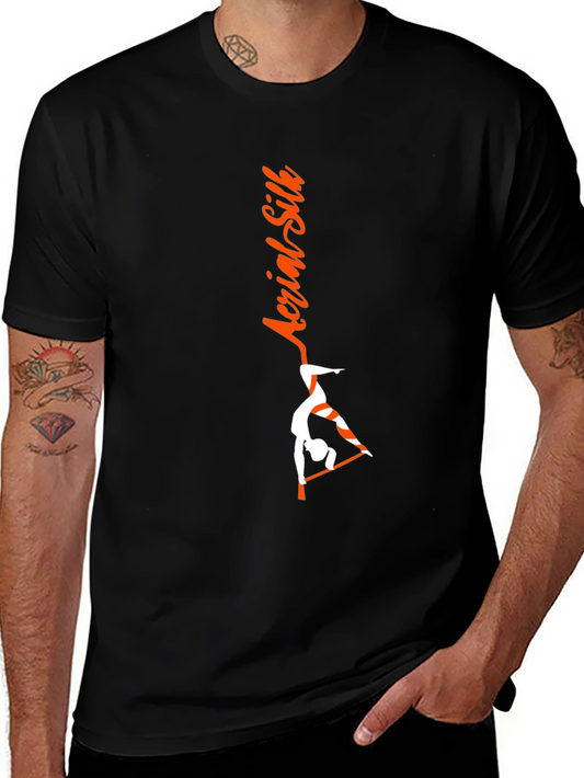 Aerial Silk Black T-Shirt - Gymnast Design