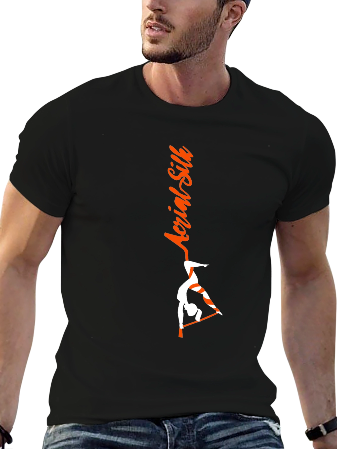 Aerial Silk Black T-Shirt - Gymnast Design