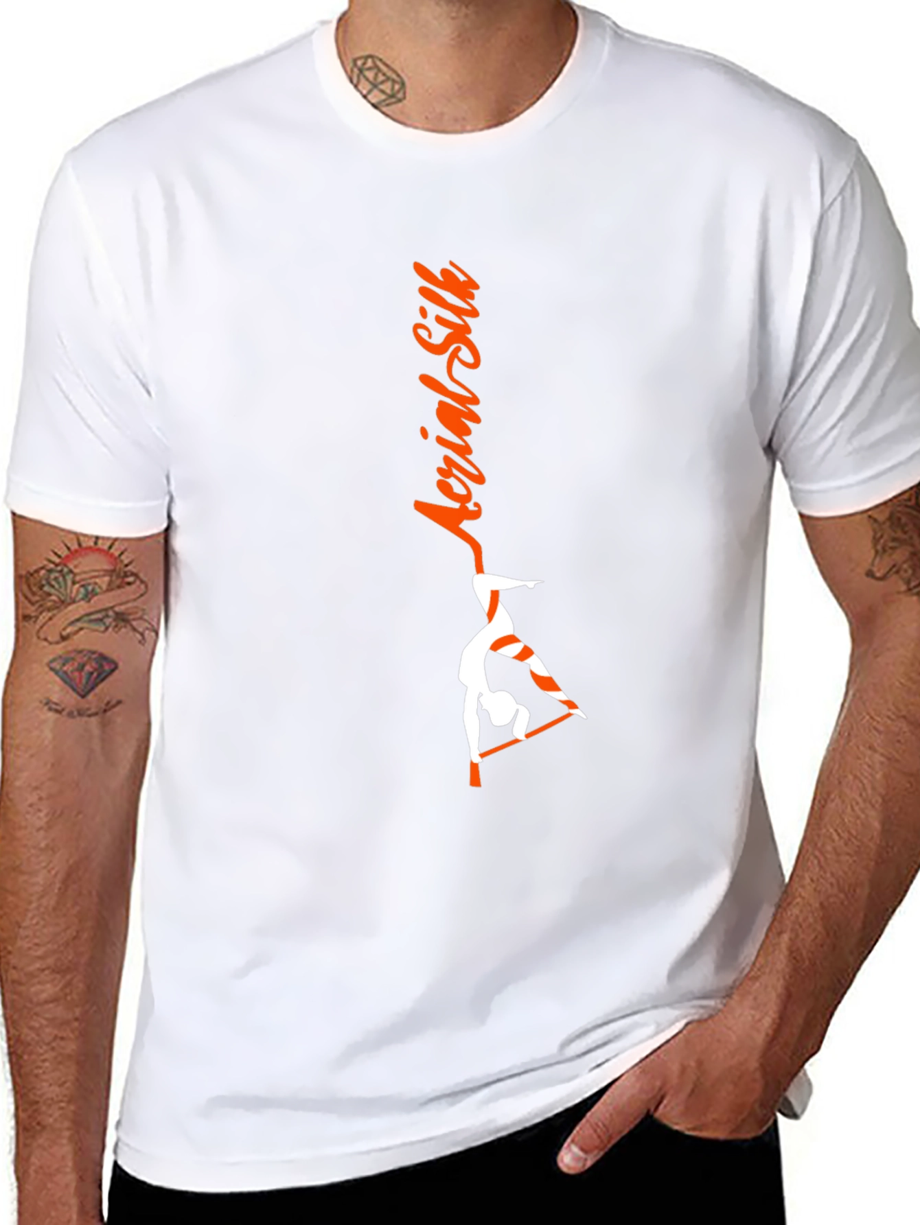 Aerial Silk Black T-Shirt - Gymnast Design