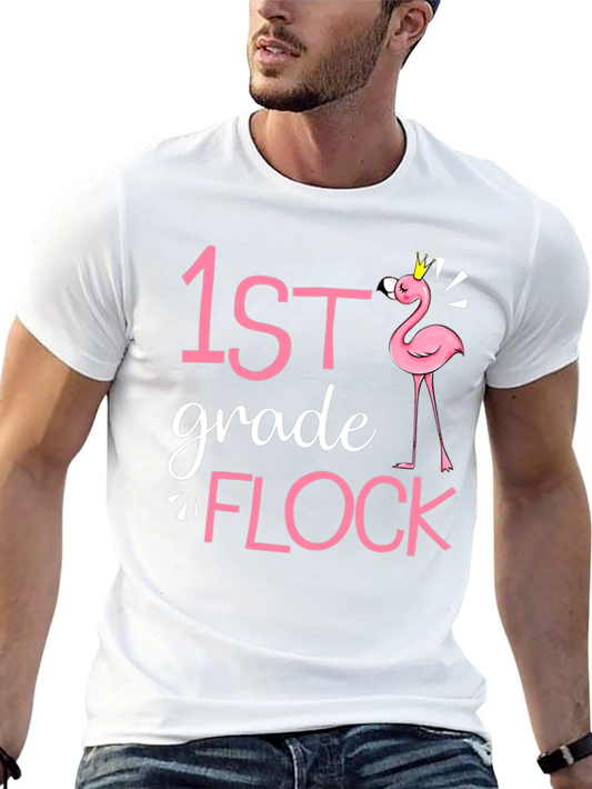 1st Grade Flock Flamingo Teacher Shirt