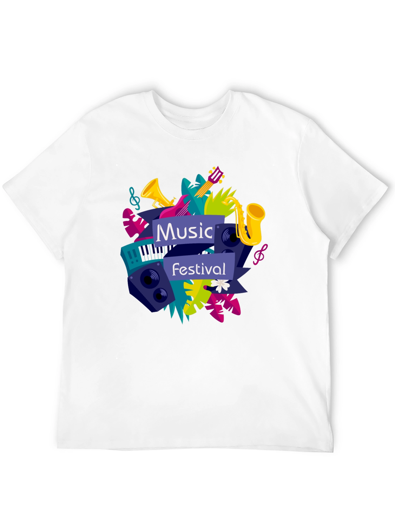 Music Festival Graphic Tee - Black Cotton T-Shirt