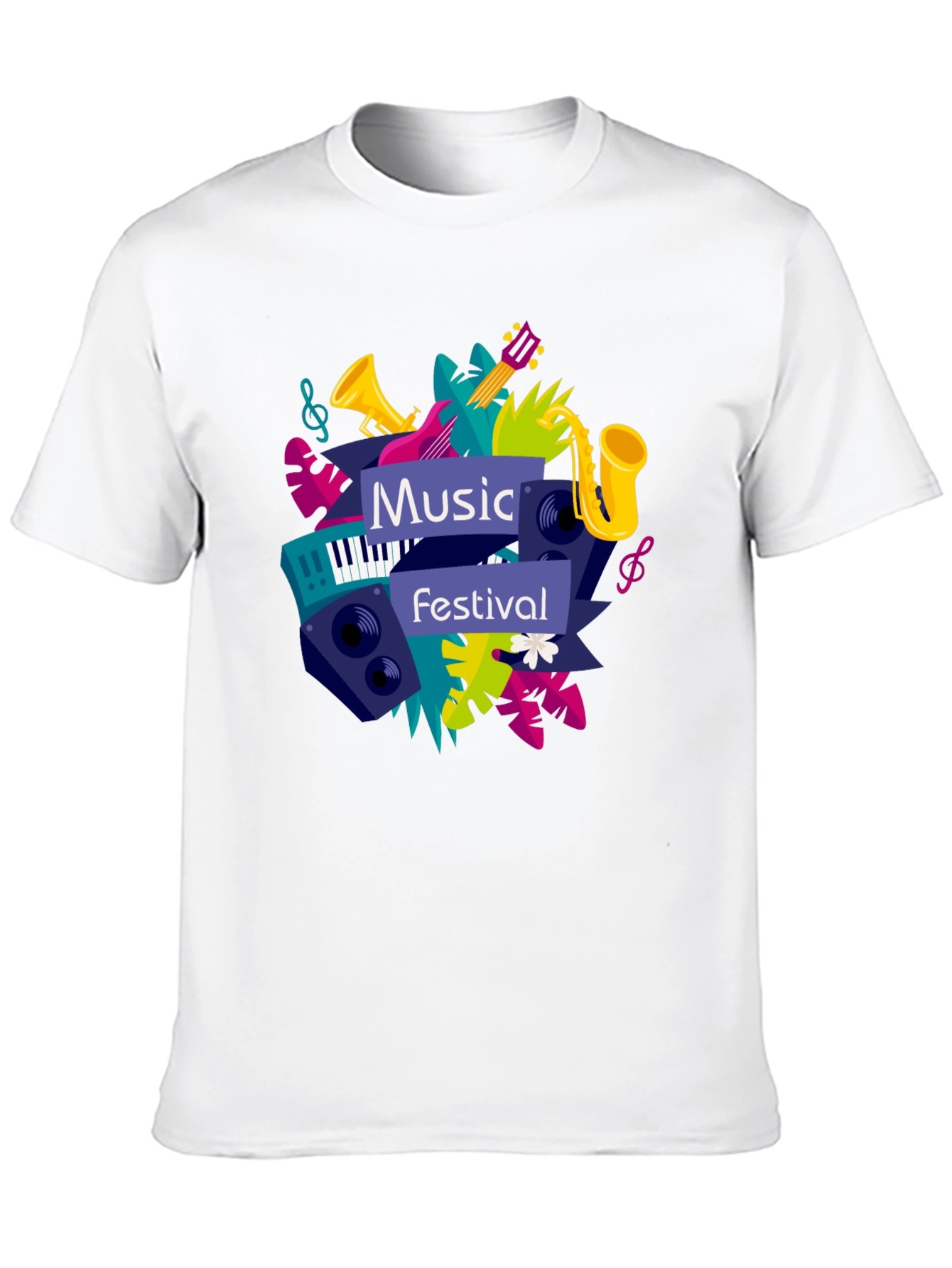 Music Festival Graphic Tee - Black Cotton T-Shirt