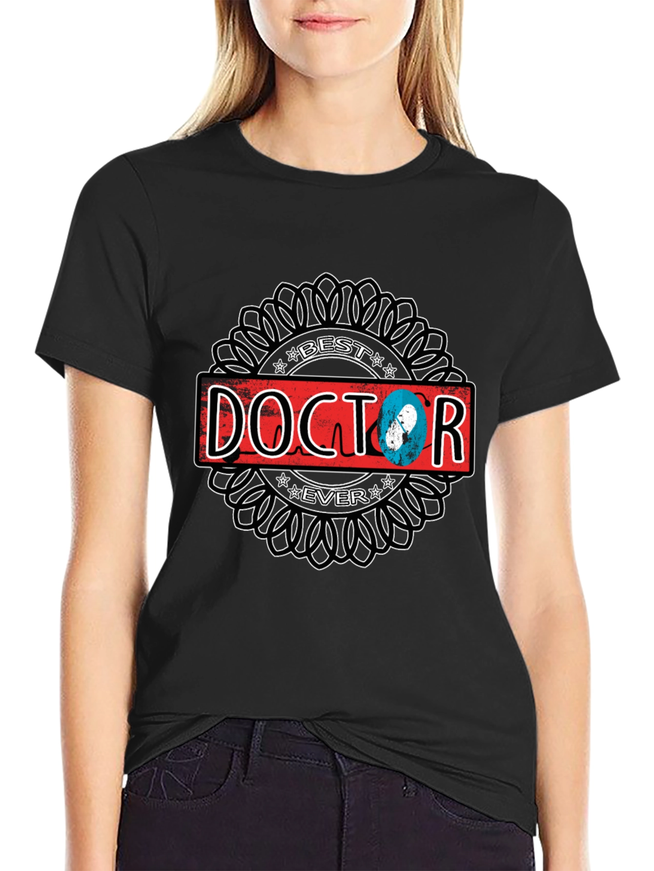 Best Doctor Ever Graphic T-Shirt - Black