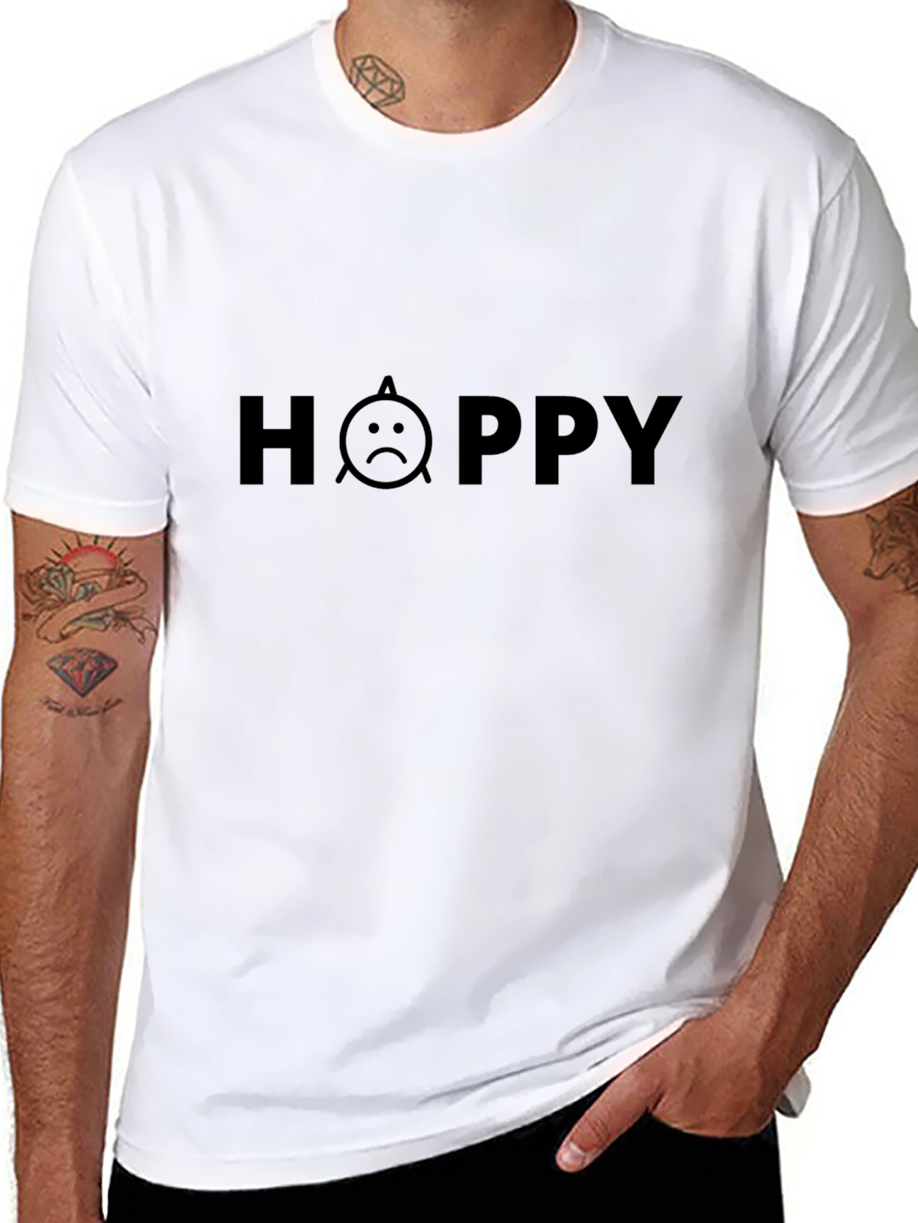 Hoppy Sad Face Graphic Tee - Mens Black T-Shirt