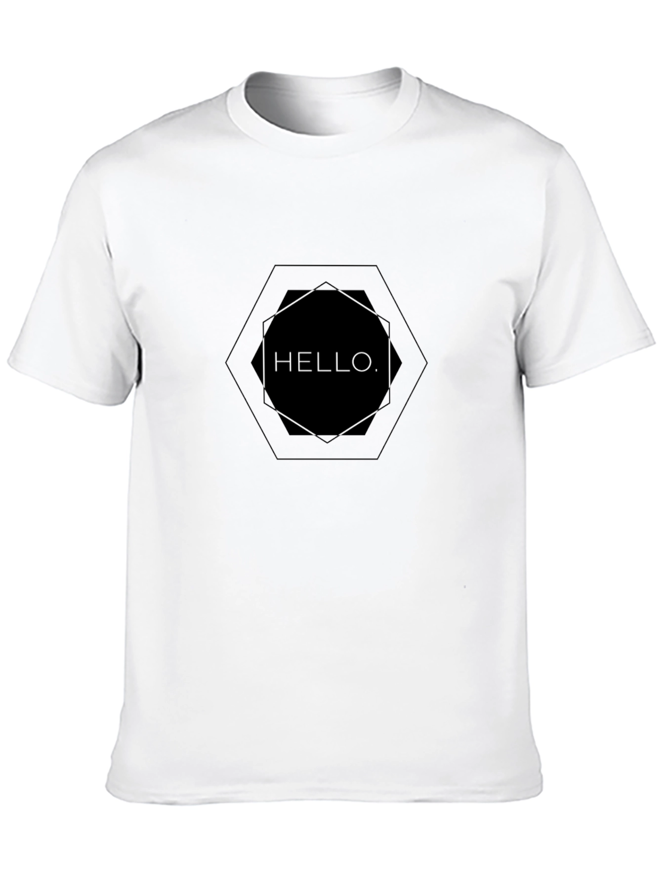 Modern Hello Graphic Tee - Black Cotton Casual Shirt
