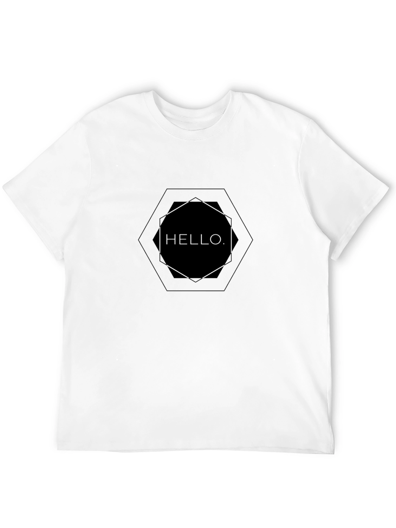 Modern Hello Graphic Tee - Black Cotton Casual Shirt